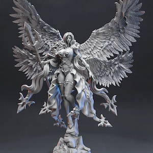 Laurette | Fantasy miniature aasimar valkyrie angel female pin up miniature 3d print | 80mm | by LD3DArt