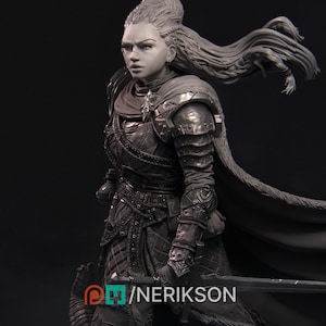 Kalia the Monster Hunter | DnD Female warrior Fighter Collectible Miniature Statue | 75mm / 140mm | by Nerikson