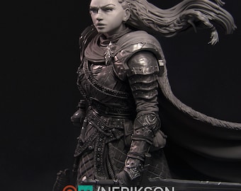 Kalia the Monster Hunter | DnD Female warrior Fighter Collectible Miniature Statue | 75mm / 140mm | by Nerikson