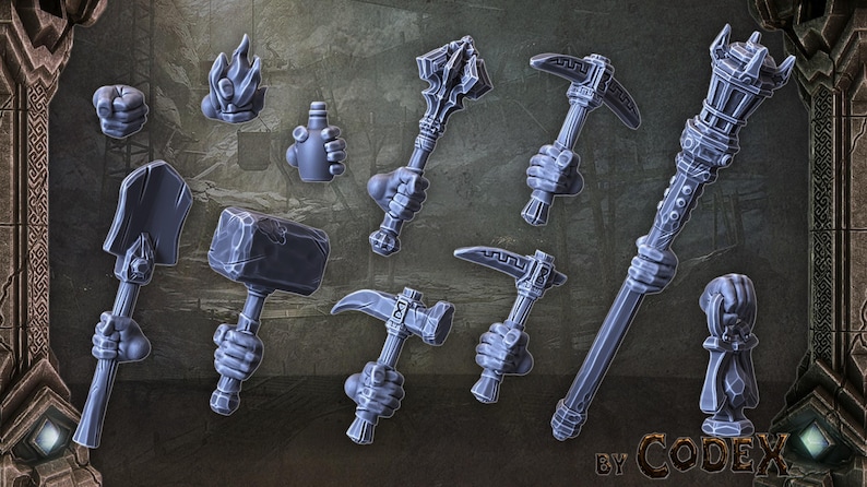 Dnd Mini Rake Miners Set | Dnd Dwarven Mining Miniatures | 32mm / 75mm | by Codex ...
