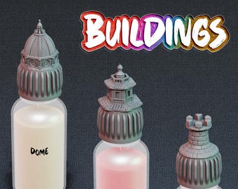 3D Colour Caps - Buildings | Resin Paint Dropper bottle replaceable caps | by Crosslances