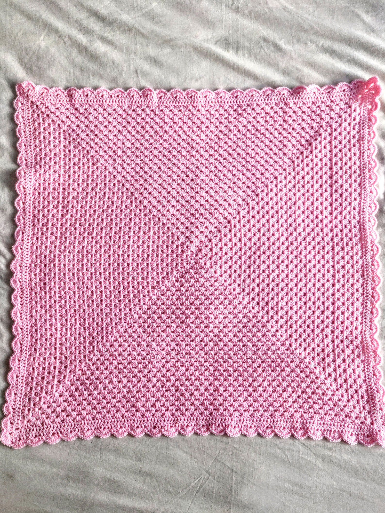 Handmade Pink Crochet Baby Blanket | Etsy