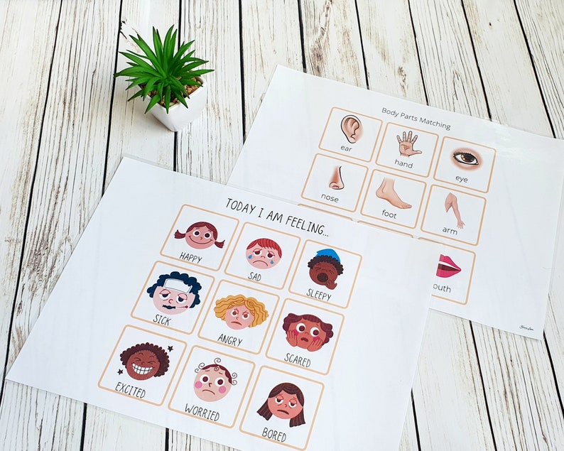 Emotions Chart and Parts of the Body Worksheet, Busy Book Pages ...
