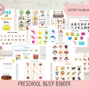 Pre K Busy Binder, peuter Werkboek, Voorschoolse werkbladen, voorschoolse activiteiten, homeschool activiteiten, voorschoolse bindmiddel