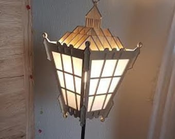Lámpara de madera china cnc / Dxf / Svg / Ai Laserart Vector Upsycling Ikea Paper Lamp