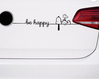 Pegatina para coche de Snoopy: ¡Sé feliz!