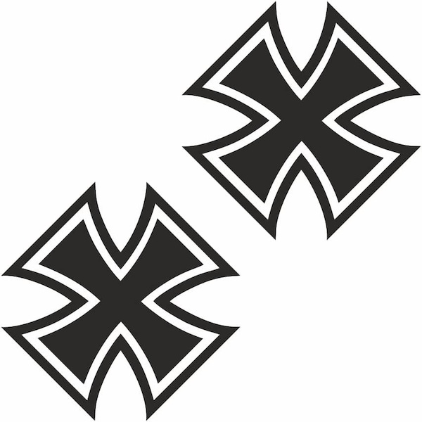 2x Sticker Eisernes Kreuz Heckscheibenaufkleber Seitenscheiben Aufkleber Motorrad choppers