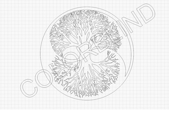 Ying Yang Árbol de la Vida Dxf/Svg/Lbrn2 Lightburn Laser CnC Plotter archivo Viking Viking Odin Thor Árbol de la Vida Descargar