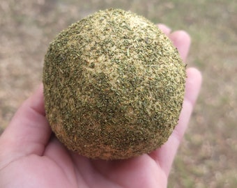 Shanklish Lebanese,hard cheese,covered in thyme,small ball of shanklish.