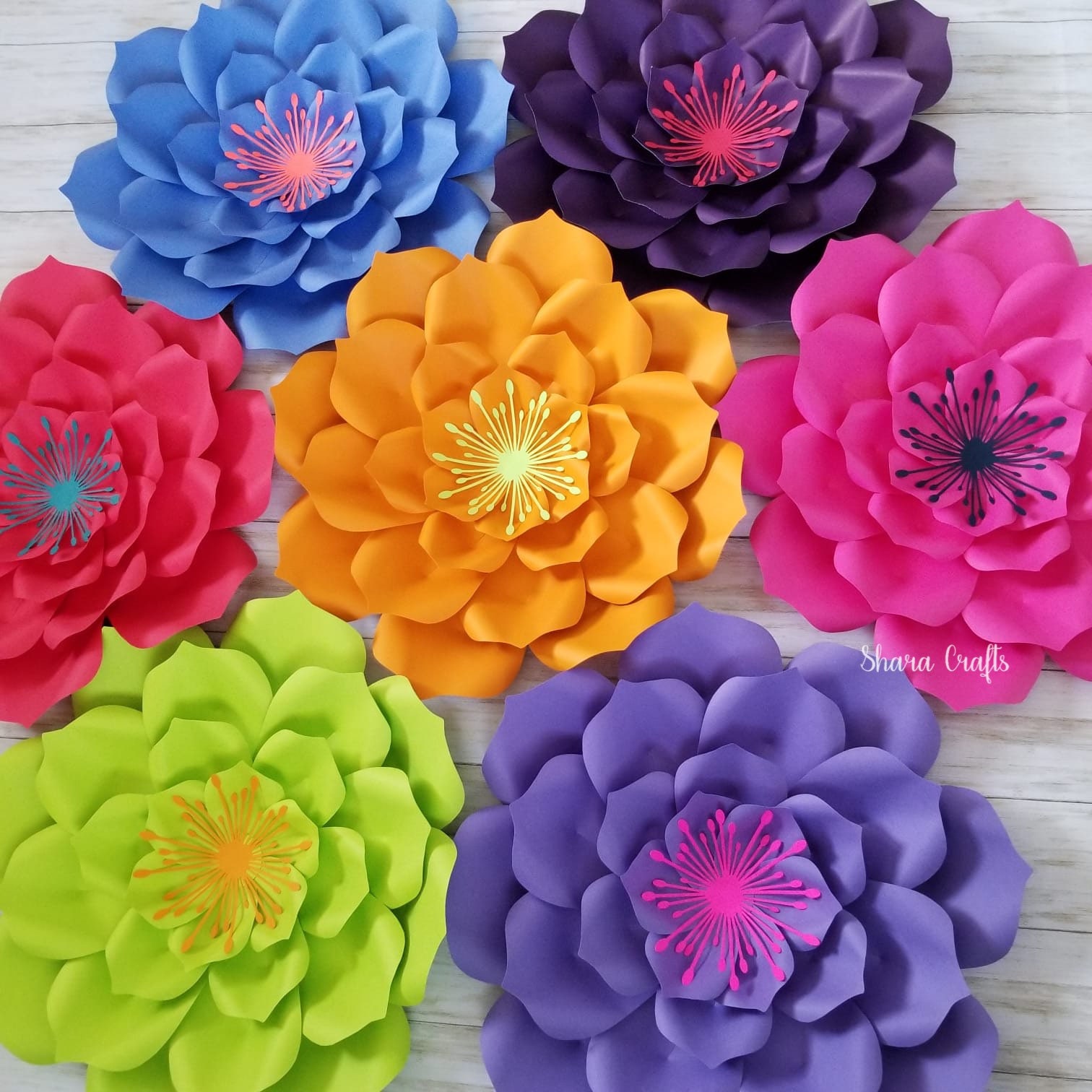 6 Paper Flowers Centers Precut Paper Flowers Accessories Etsy