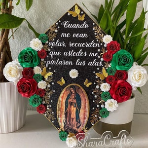 Graduation Cap decoration, Grad Cap with Virgin of Guadalupe, Mexican graduation cap, Handmade product