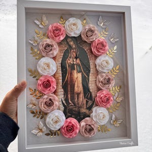 Custom Shadow box, virgin of Guadalupe, Father's Day, Mother’s Day, Wedding gift, Confirmation, Baptism, Communion, Proposal for Godparents
