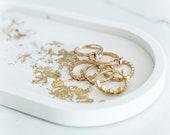 Gold Foil Tray Modern Concrete Jesmonite Aqua Resin, Trinket Jewelry Organizer, Crystal Rolling Tray Dish