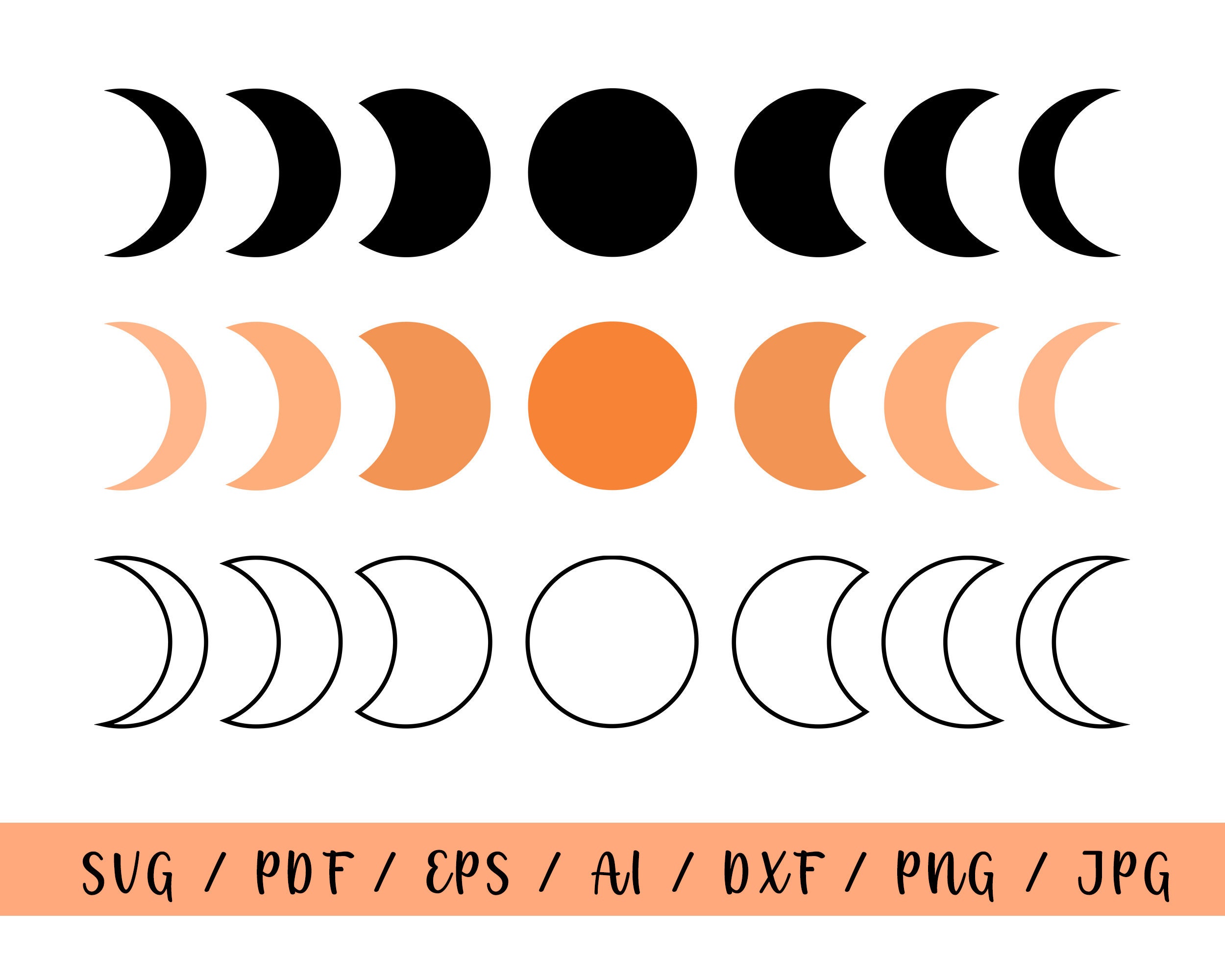 Moon Phases Svg New Moon Svg File Full Moon Svg Moon Art Svg Etsy