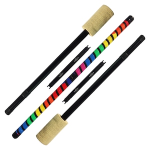 Flow Master - Fire Staff with 4inch wicks and leather binding
