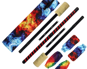 Expert Contact - Fire Staff with 4 inch wicks and leather binding
