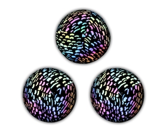 Set of 3 Rainbow Reflective Juggling Balls 68mm 2.6 Inch with Carry Bag