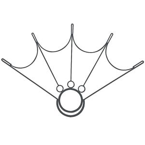 以下が含まれることがあります： 王冠の白黒線画。王冠は、その上に3つの小さな円がある円形の基部を持っています。5つのポイントが上方に伸びています。