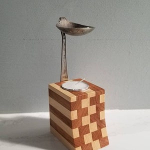 Handcrafted Wood Oil Diffuser with Silver Spoon - Funky Essential Oil Burner