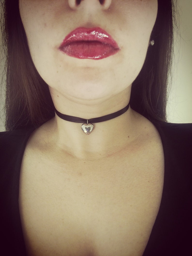 Fearless Heart Choker Dainty Jewelry 925 Silver Collar Necklace Minimalist Jewellery Gift For Her Goth Style Grunge look