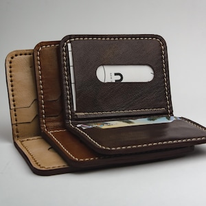 Bruine vintage leren portemonnee voor heren handgemaakt volnerf leer