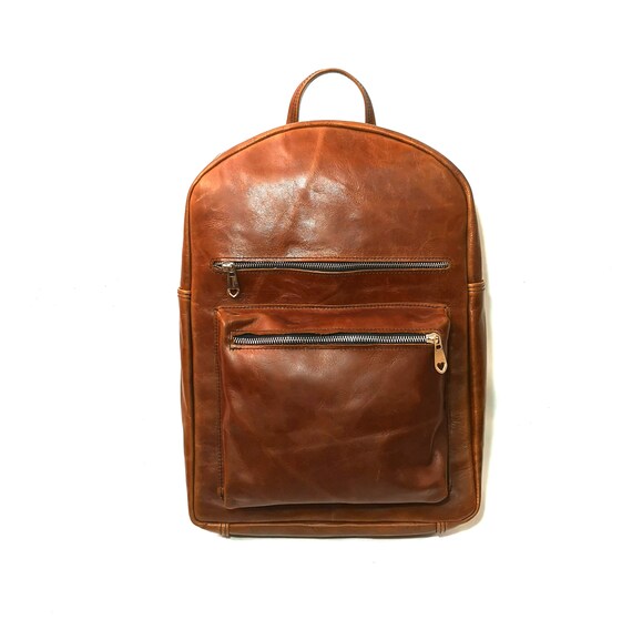 Handmade Brown Leather Backpack: Large Moroccan Leather  display picture 3
