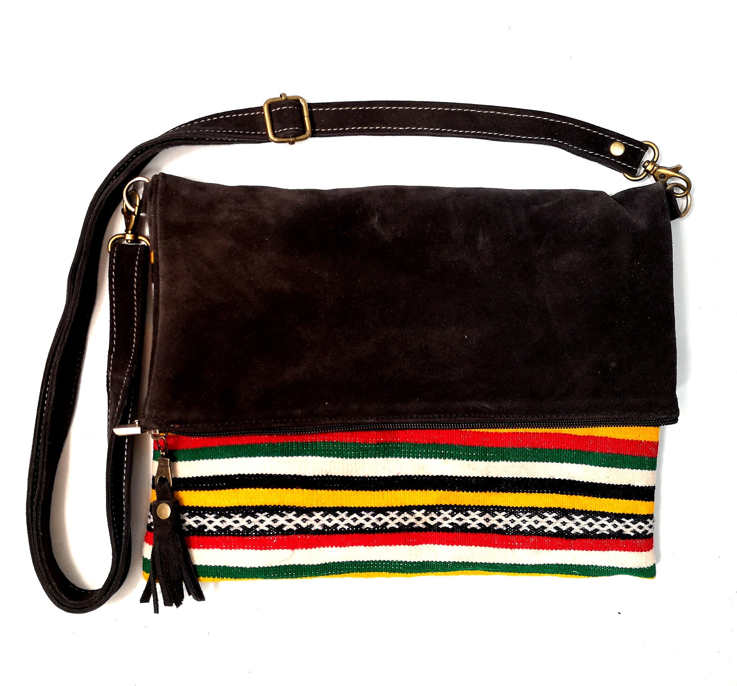 Suede With Fabric Crossbody Bag/handmade Gray Suede Etsy UK