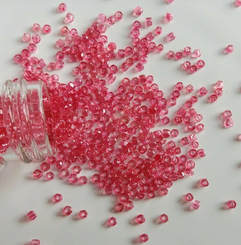 Antique 20s 30s Faceted Pink Glass Seed Beads in 2 Dram Glass Etsy