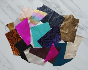 Leather scraps, assorted colors, thin, lightweight, Italian lambskin, 6 oz bag, jewelrymaking, crafts, miniatures, doll craft, sewing, diy