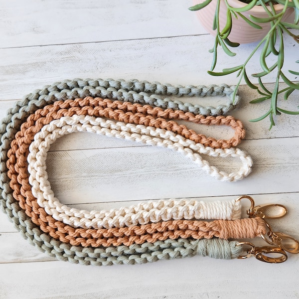 Macrame Lanyard, Macrame ID/Badge Holder, Boho Key Holder, Cotton Cord, Swivel Clasp