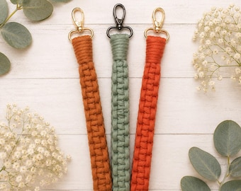 Macrame Wristlet Keychain | Boho Keychain Bracelet | Cotton Wrist Strap | Handmade Key Holder | Minimalist Wristlet | Gift for Her