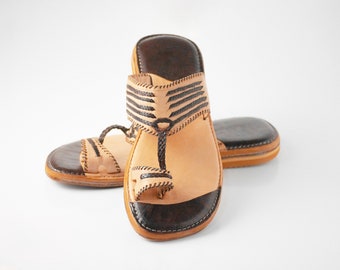 handmade sandals, moroccan leather, slide sandals,  boho sandals, moroccan, men sandals Men's Shoes Leather sandals gift for him
