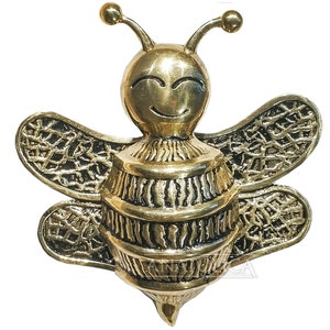 Bumble Bee Door Knocker with Antenna and Stinger,Brass, 6.7 inches