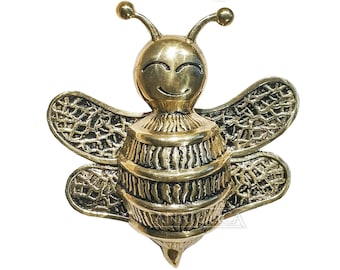Bumble Bee Door Knocker with Antenna and Stinger,Brass, 6.7 inches