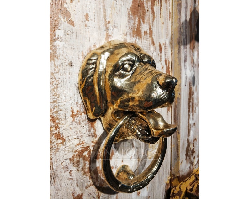 Dog Door knocker,Labrador,Solid Brass,Large,7.9 inches, Labrador Retriever Head,Front Door Ornament Antique Brass