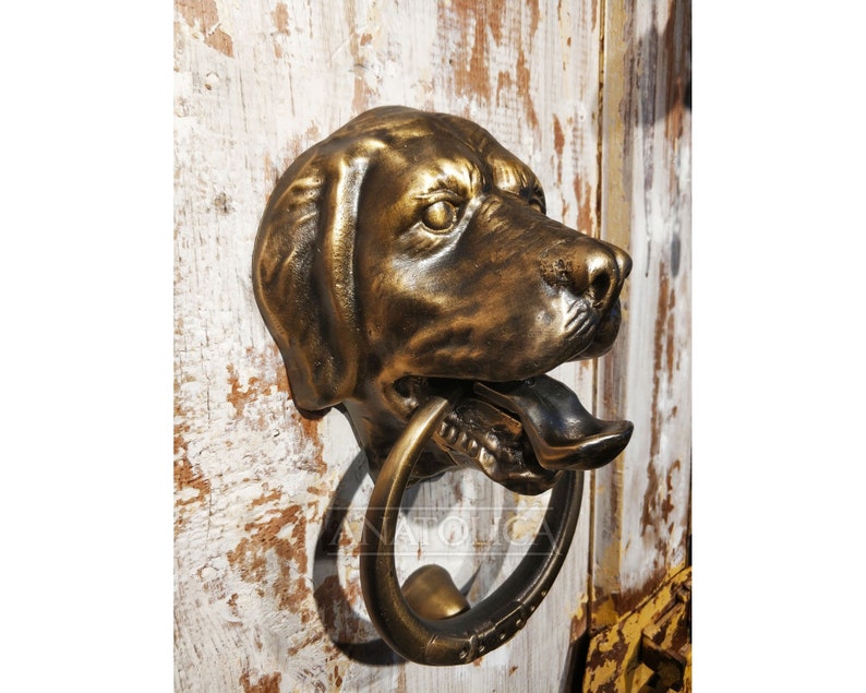 Dog Door knocker,Labrador,Solid Brass,Large,7.9 inches, Labrador Retriever Head,Front Door Ornament Antique Bronze