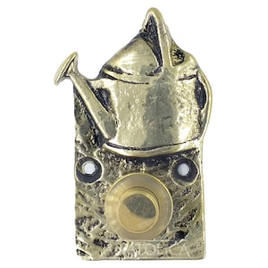 Anatolica Large Ornate Brass  Wired Doorbell Chime Push Button, 3 inches,  Decorative Door Bell