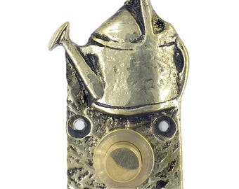 Anatolica Large Ornate Brass  Wired Doorbell Chime Push Button, 3 inches,  Decorative Door Bell