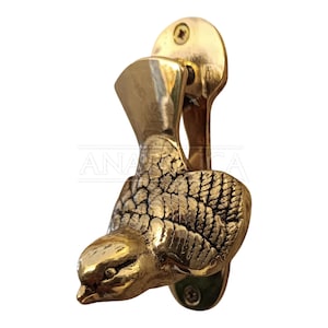 Anatolica Brass Sparrow Bird Door Knocker, Unlaquared Finish