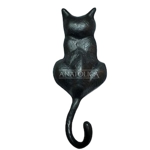 Cat Door Knocker Solid Brass 6.11 inches Black Oxide