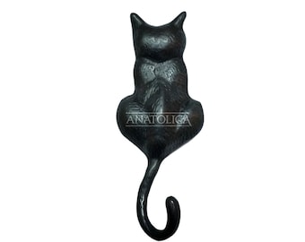 Cat Door Knocker Solid Brass 6.11 inches Black Oxide