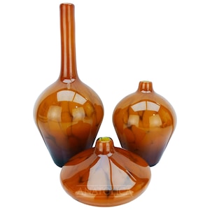 Vintage Large Blown Glass Vases, Set of 3, Brightly Colored, Crafted Using Time-Honored Murano Techniques, Housewarming gift