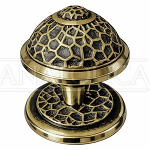 Anatolica Hammered Centre Door Knob, Dia 2.56 inches, Solid Brass, Ornate Single Dummy, Round Front Door Pull, Unlacquered Finish