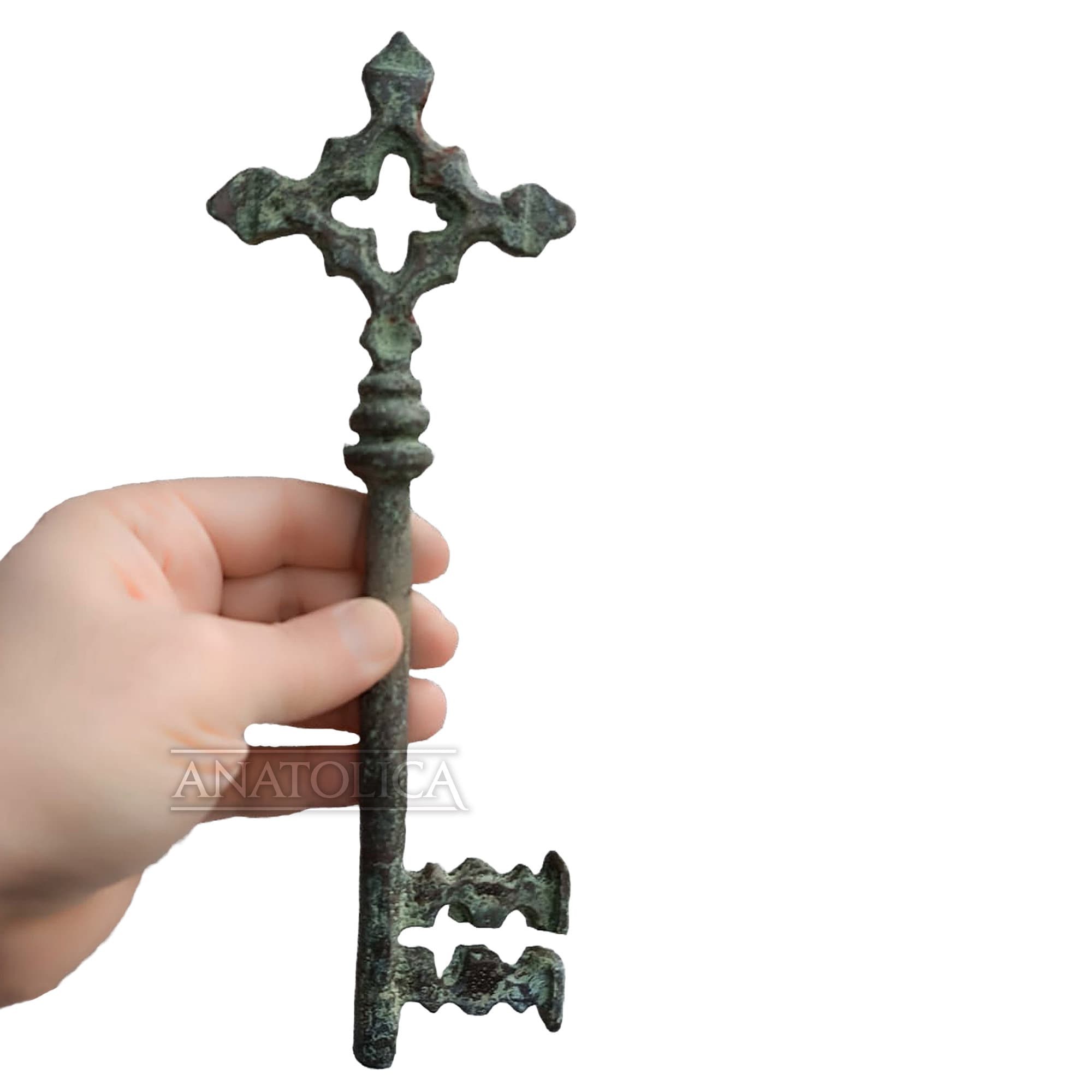 Vintage Large Cross Key, 9.9 Inches, Solid Brass, Church Monastery