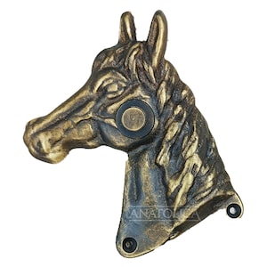 Anatolica  Brass Horse Head Chime Push Button, Decorative Doorbell Ringer Button Replacement , Unlacquered Finish