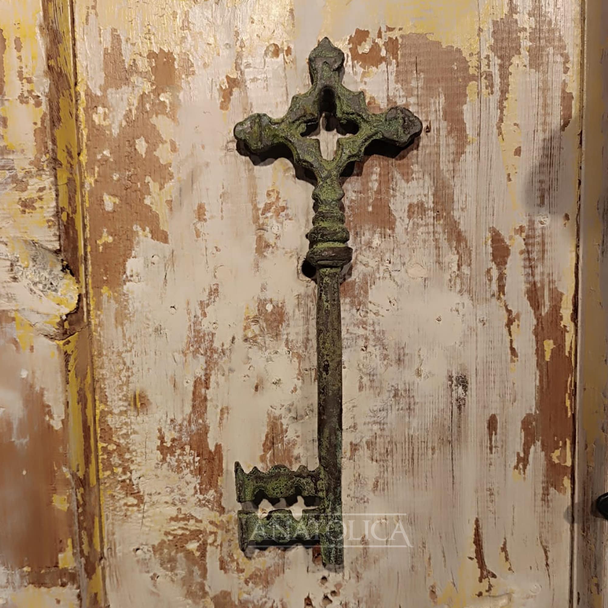 Vintage Large Cross Key, 9.9 Inches, Solid Brass, Church Monastery Vintage Large Cross Key, 9.9 Inches, Solid Brass, Church Monastery
