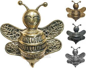 Bumble Bee Door Knocker with Antenna and Stinger,Brass, 6.7 inches