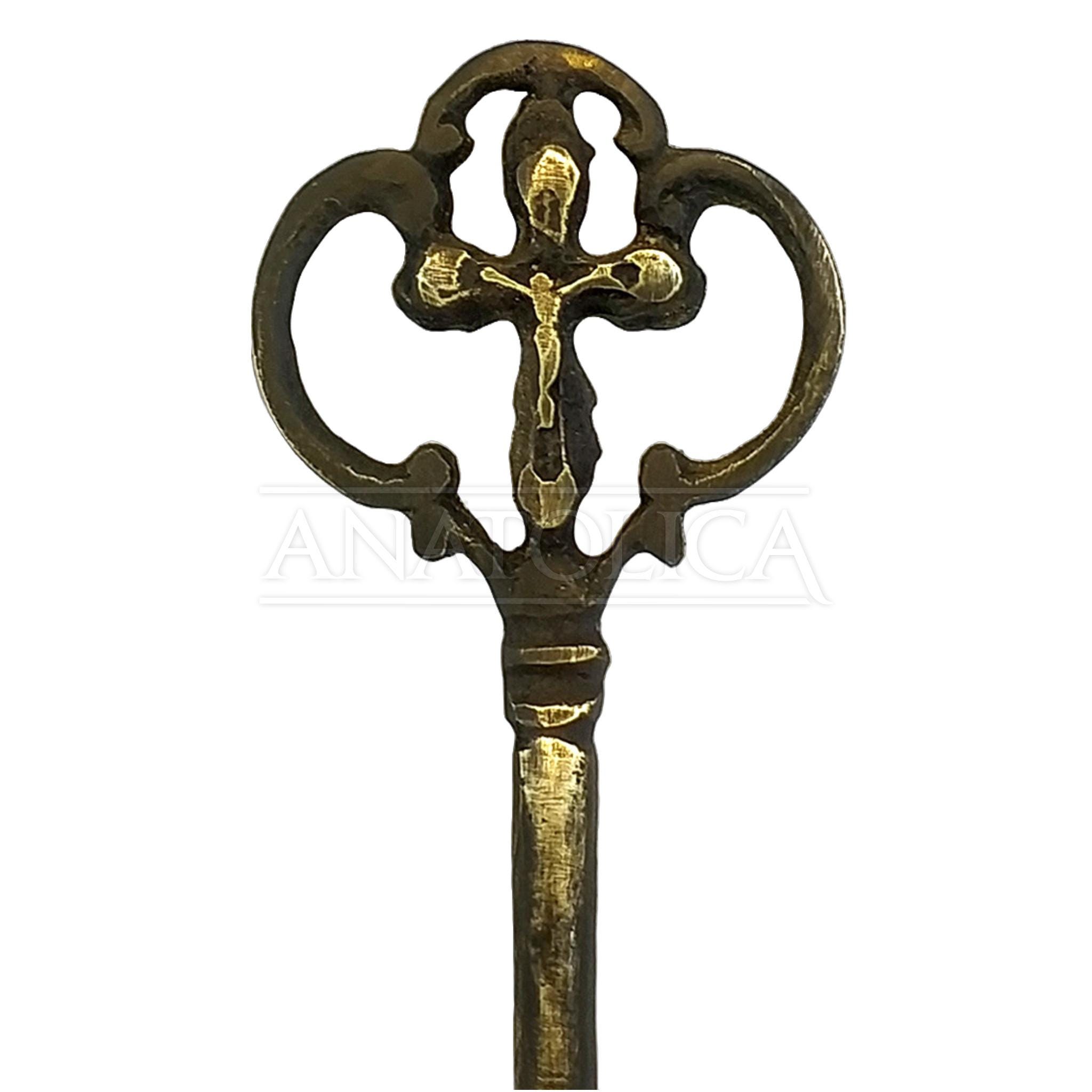 Large Crucifix Cross Key, 7.5 Inch 19.5cm, Solid Brass, Engraved ...