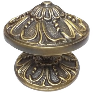 Antique Solid Brass Centre Front Door Knob Pull Dia 3.35 inches Ornate Single Dummy (Antiqe Bronze)