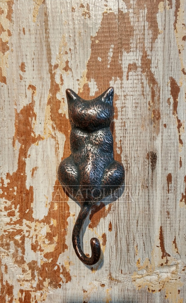 Cat Door Knocker Solid Brass 6.11 Inches Antique Copper Etsy
